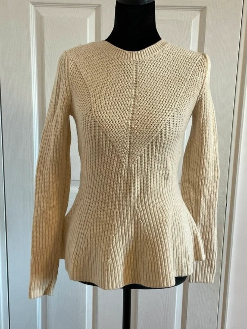 Ann Taylor Women’s Ivory Peplum Knit Sweater XS